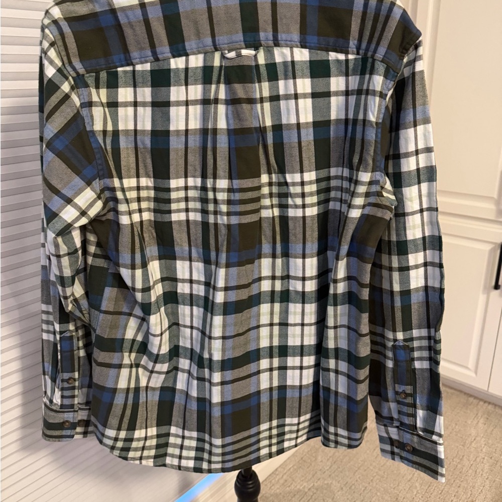 Lands' End Blue and Green Antique Moss Plaid Casual Shirt - Picture 2 of 5